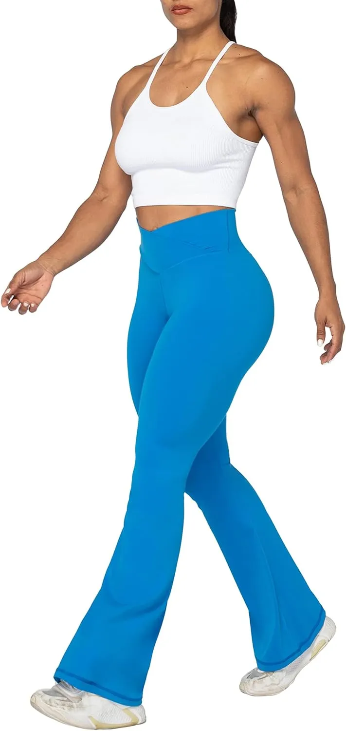 Sunzel Flare Leggings, Crossover Yoga Pants with Tummy Control, High-Waisted and Wide Leg