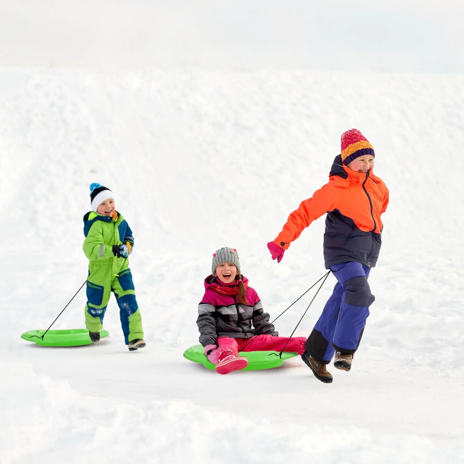 Superio Toboggan Snow Sled- 37 Plastic Slider for Kids and Adults- Heavy Duty Sled for 1 Rider with Pull Ropes for Downhill Sledding, Winter Outdoor Sports