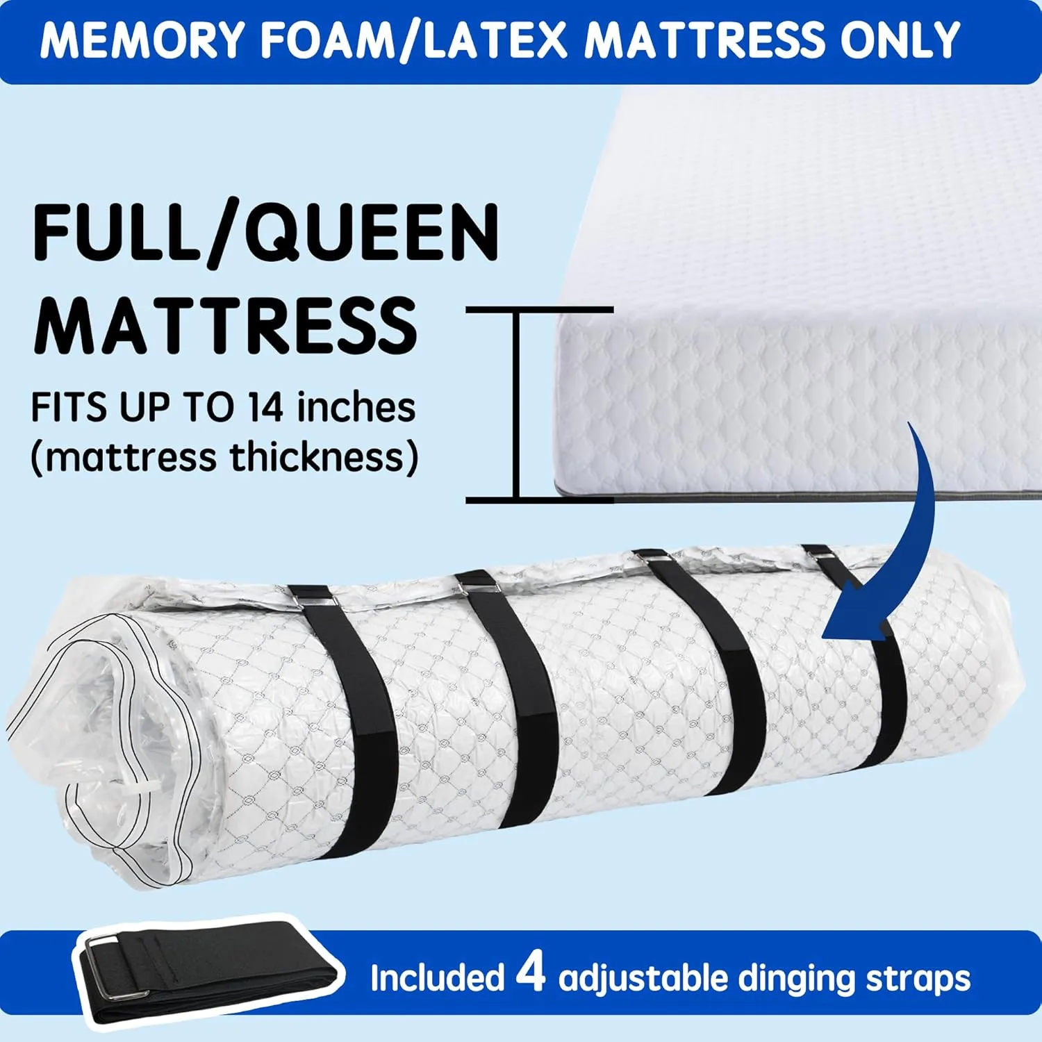 Vacuum Storage Bags for Foam Mattress (QUEEN/FULL), clear, SM-RJD-2024