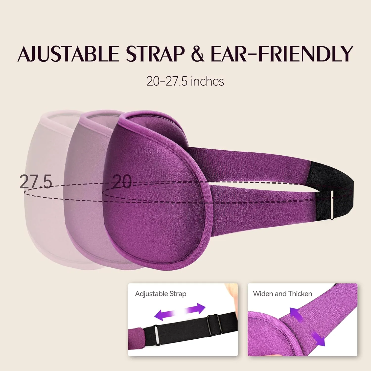 Weighted Sleep Mask 2 Pack - 3D Contoured Eye Masks for Sleep, Best Blackout Sleep Masks for Women Men, Eye Mask for Travel, Meditation, Airplane, Memory Foam, Adjustable Strap, Black Purple