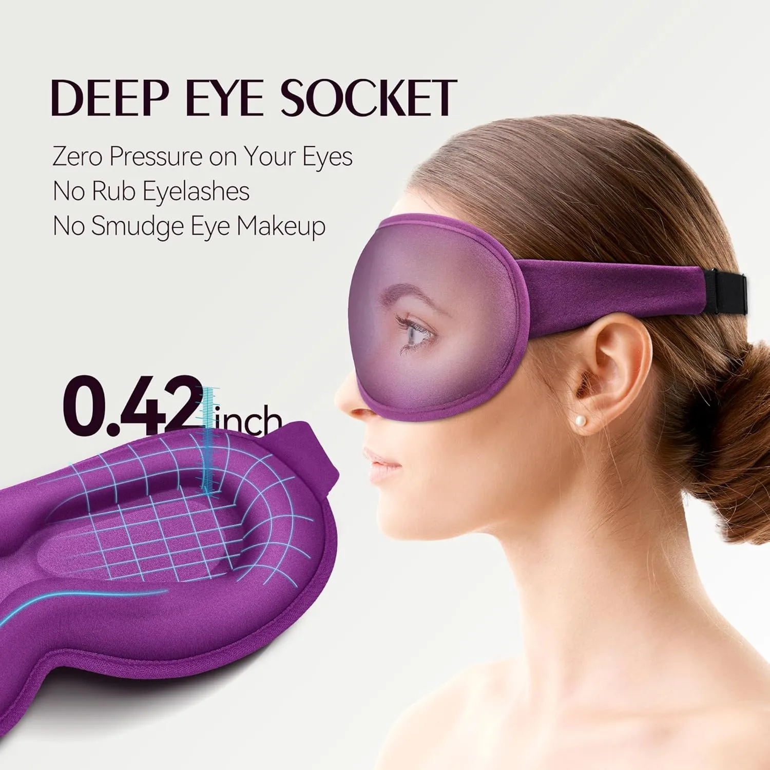 Weighted Sleep Mask 2 Pack - 3D Contoured Eye Masks for Sleep, Best Blackout Sleep Masks for Women Men, Eye Mask for Travel, Meditation, Airplane, Memory Foam, Adjustable Strap, Black Purple