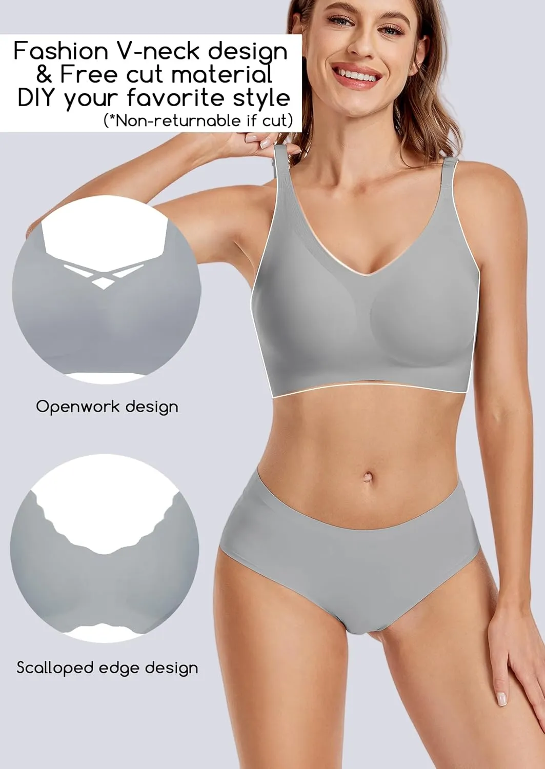 Wireless Bras for Women No Underwire Seamless Bra Full Coverage V Neck Push Up Bralette Ultra Comfortable Tshirt Bra