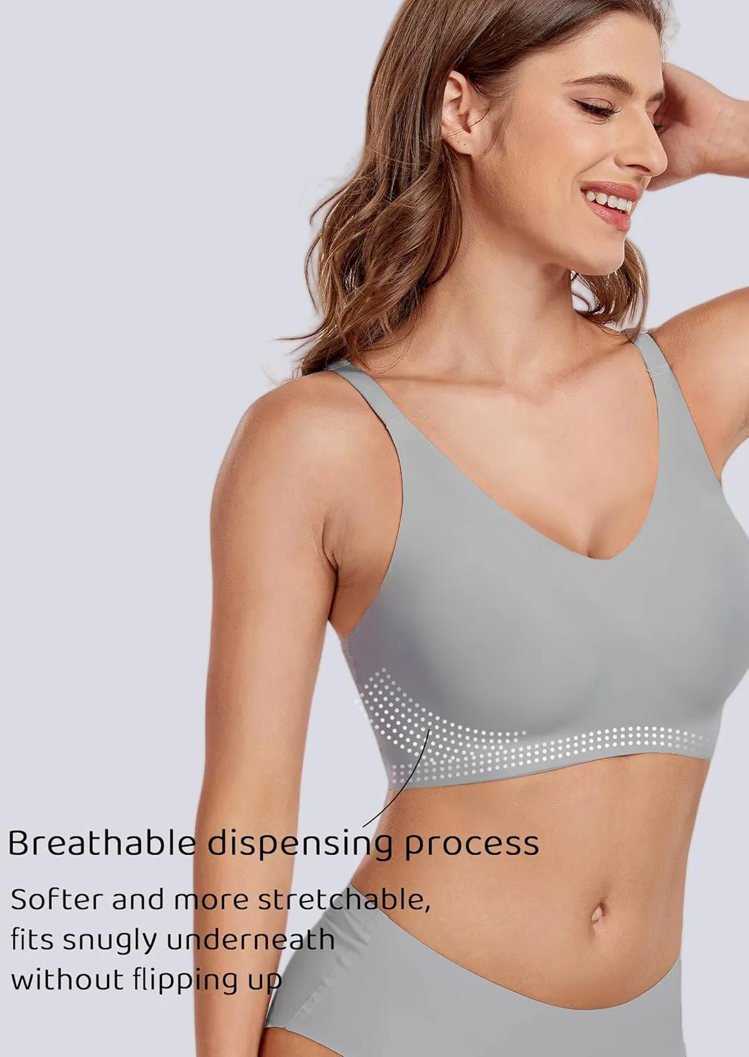 Wireless Bras for Women No Underwire Seamless Bra Full Coverage V Neck Push Up Bralette Ultra Comfortable Tshirt Bra