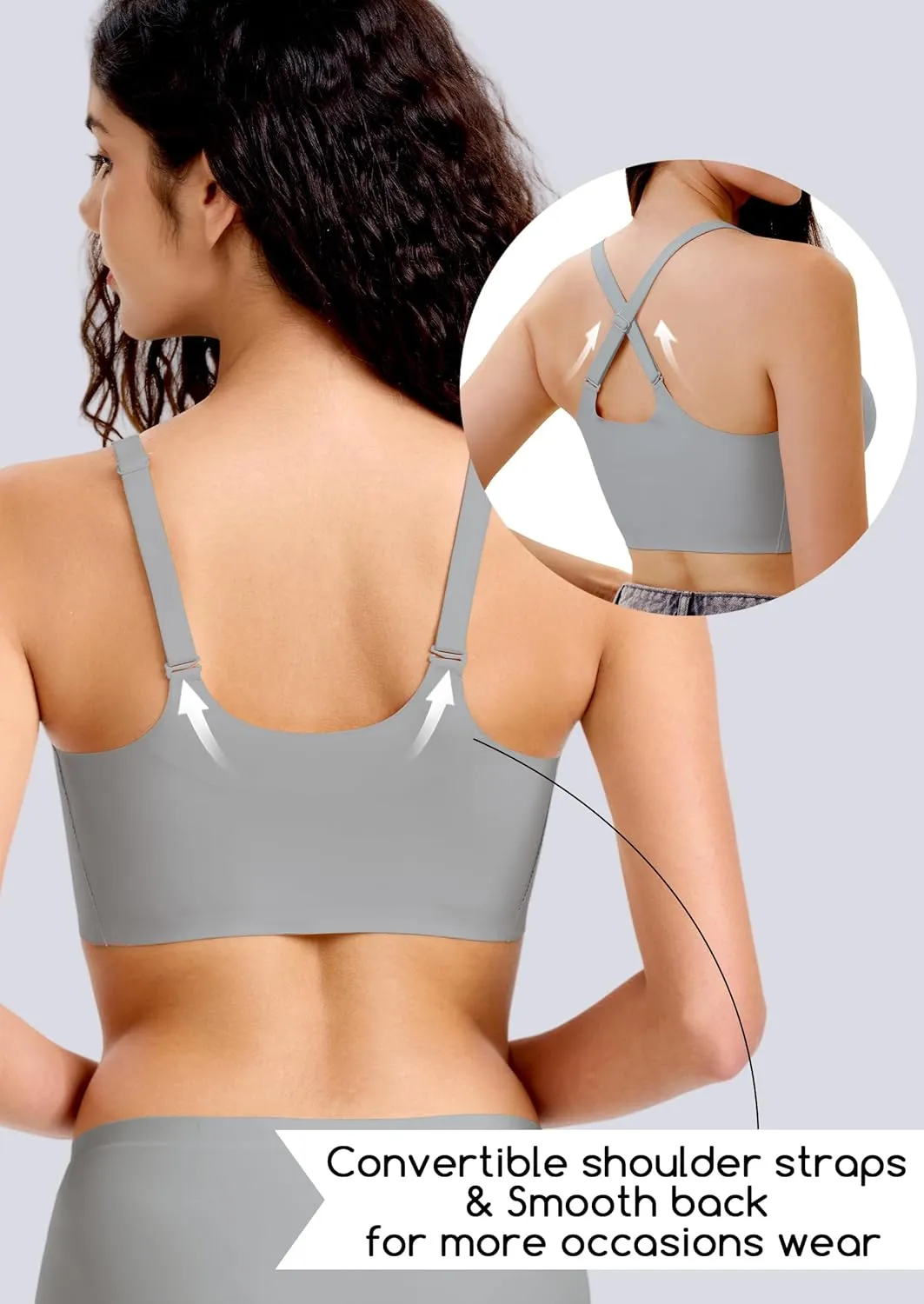 Wireless Bras for Women No Underwire Seamless Bra Full Coverage V Neck Push Up Bralette Ultra Comfortable Tshirt Bra