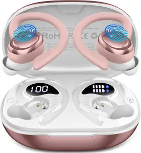 Wireless Earbuds Sport, Bluetooth 5.4 Headphones with Earhook, 2025 Hi-Fi Stereo Over Ear Buds, 50H Earphones with 4 ENC Noise Canceling Mics, IP7 Waterproof Headset for Running Workout (Android/iOS)