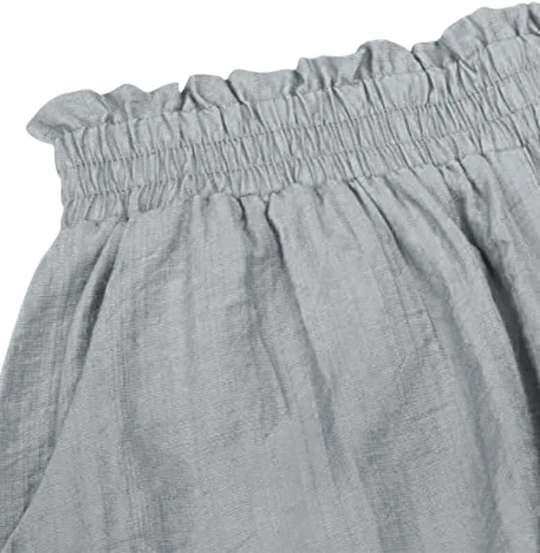 Women's Casual Elastic Waist Yoga Lounge Shorts - Comfy Stretch Lace Trim Summer Beach Linen Ruffle Shorts